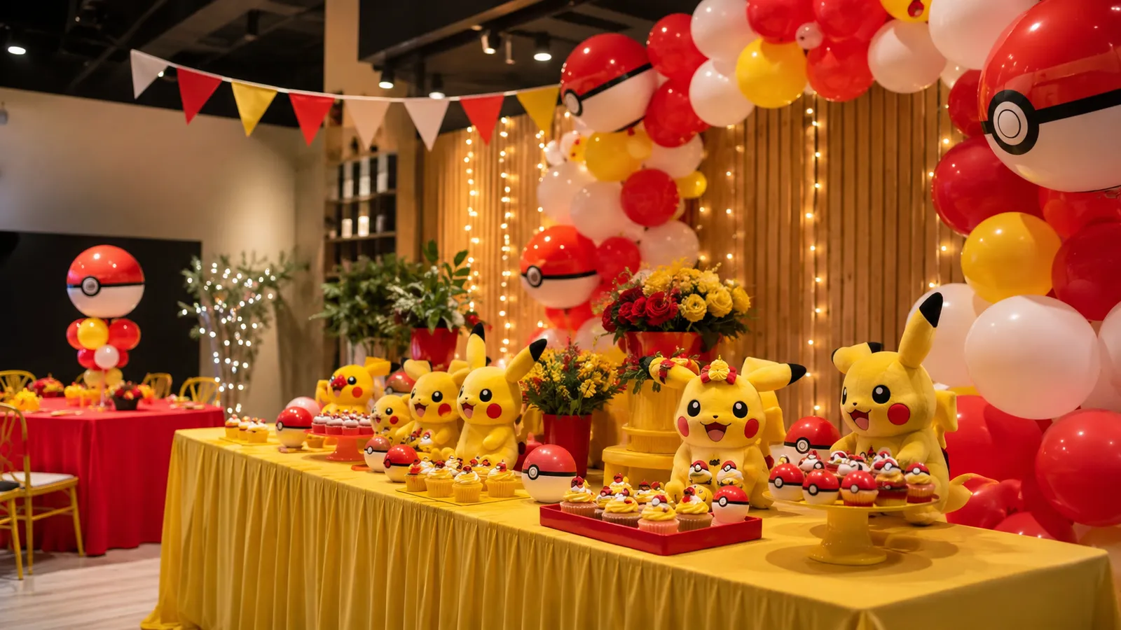 Decoración temática Pokémon para cumpleaños infantil en salón Festópolis Santiago